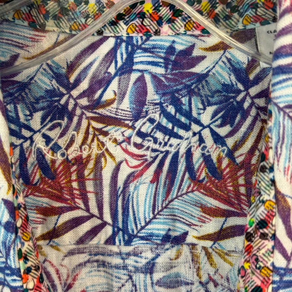 Robert Graham Teigen Mens Medium Multi Tropical Palm Linen Shirt NWT - Picture 13 of 16